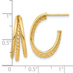 14K Polished and Twist Oval Multi Row J-Hoop Post Earrings - Product Photo