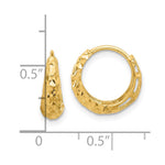 14K Polished Diamond-cut Hoop Earrings - Product Photo