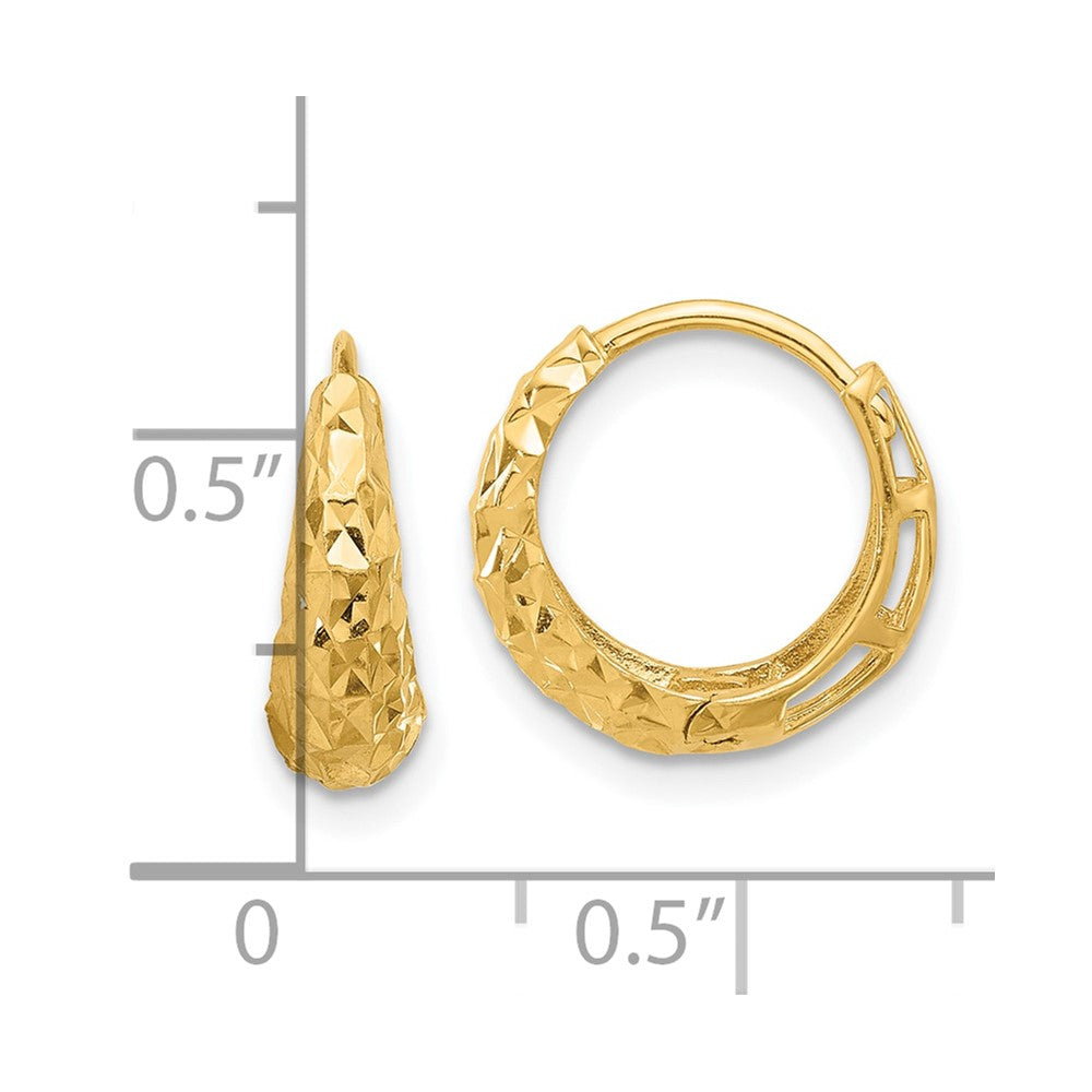 14K Polished Diamond-cut Hoop Earrings - Product Photo