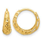 14K Polished Diamond-cut Hoop Earrings - Product Photo