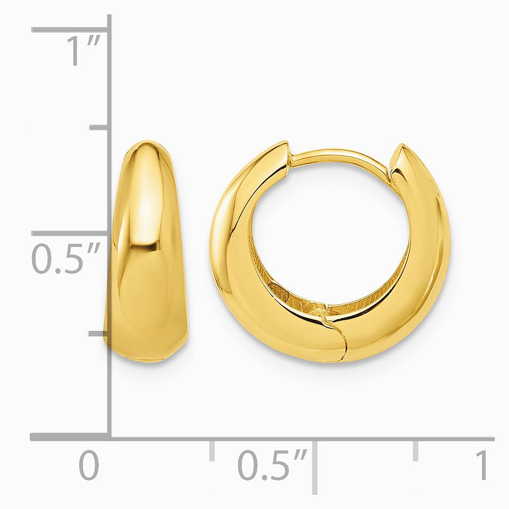 14K Yellow Gold Polished Hinged Huggie Hoop Earrings - Product Photo