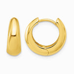 14K Yellow Gold Polished Hinged Huggie Hoop Earrings - Product Photo