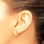 14K Yellow Gold Polished Hinged Huggie Hoop Earrings - Product Photo
