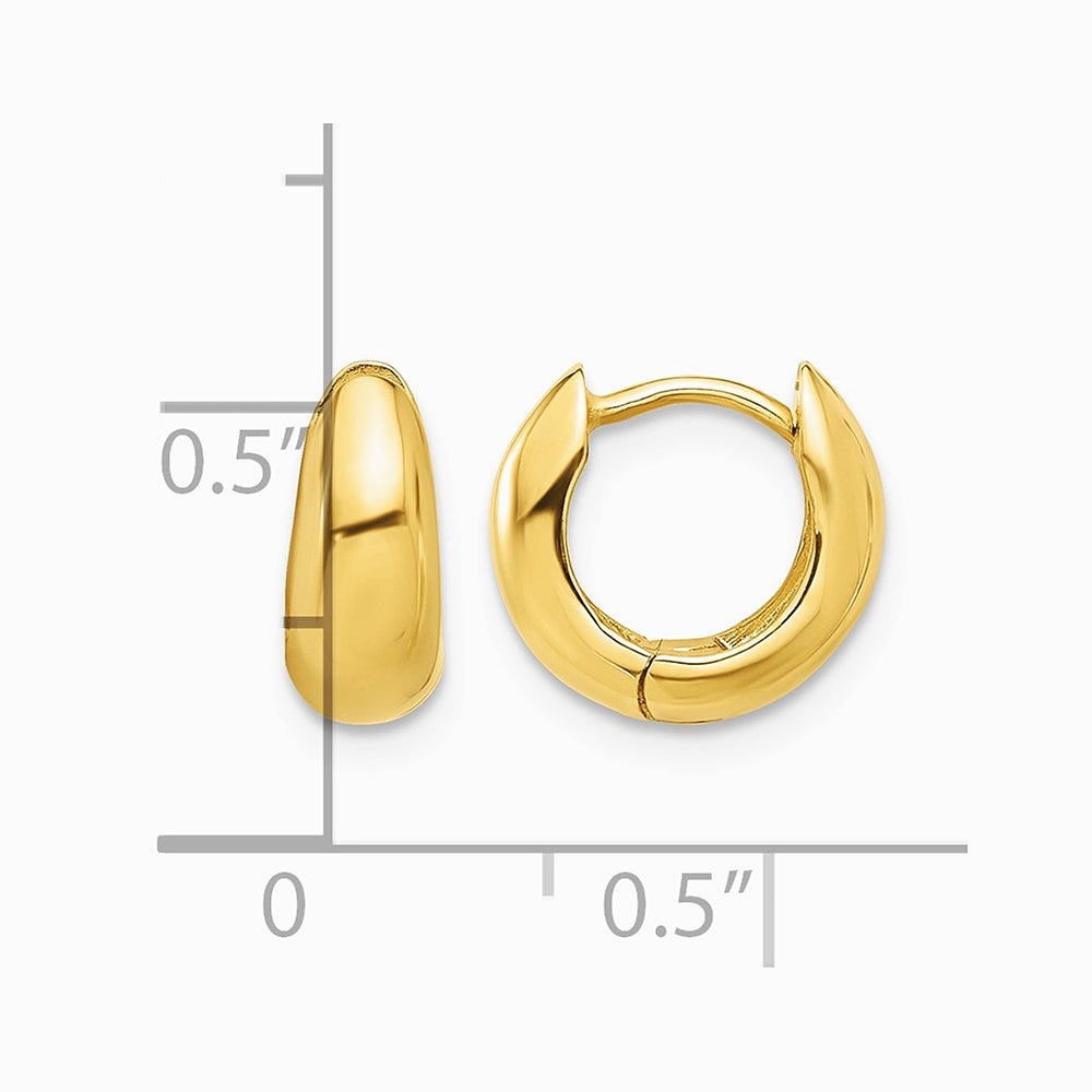 14K Yellow Gold Polished Hinged Huggie Hoop Earrings - Product Photo