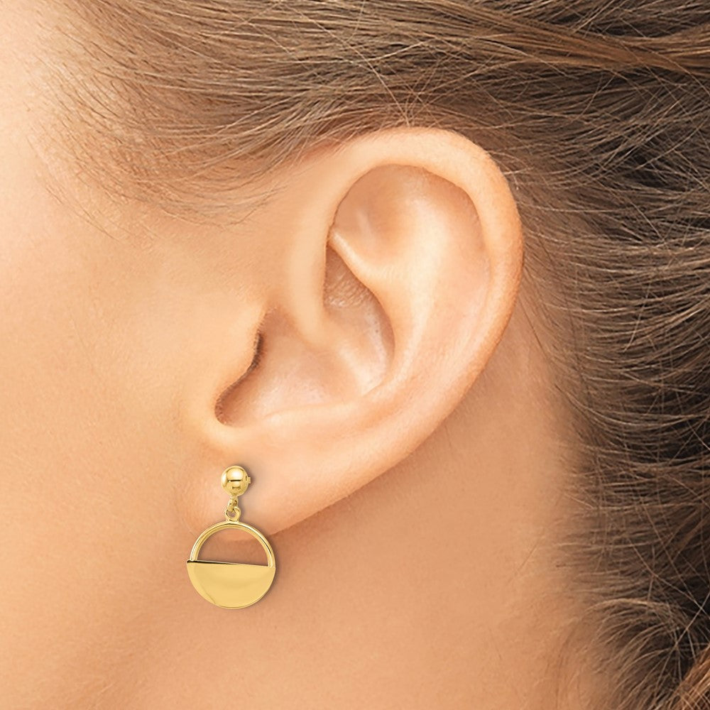 14K Polished Contemporary Dangle Post Earrings - Product Photo