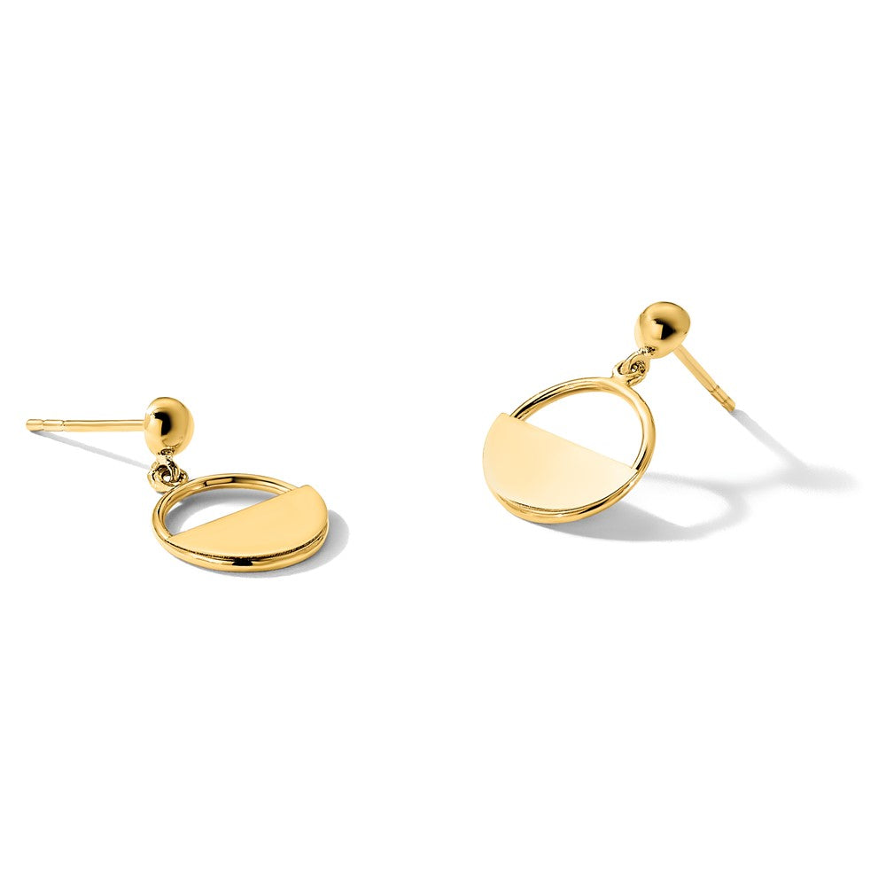14K Polished Contemporary Dangle Post Earrings - Product Photo