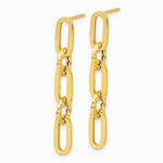 14K Yellow Gold Polished Chain Link Dangle Post Earrings - Product Photo