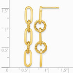 14K Yellow Gold Polished Chain Link Dangle Post Earrings - Product Photo