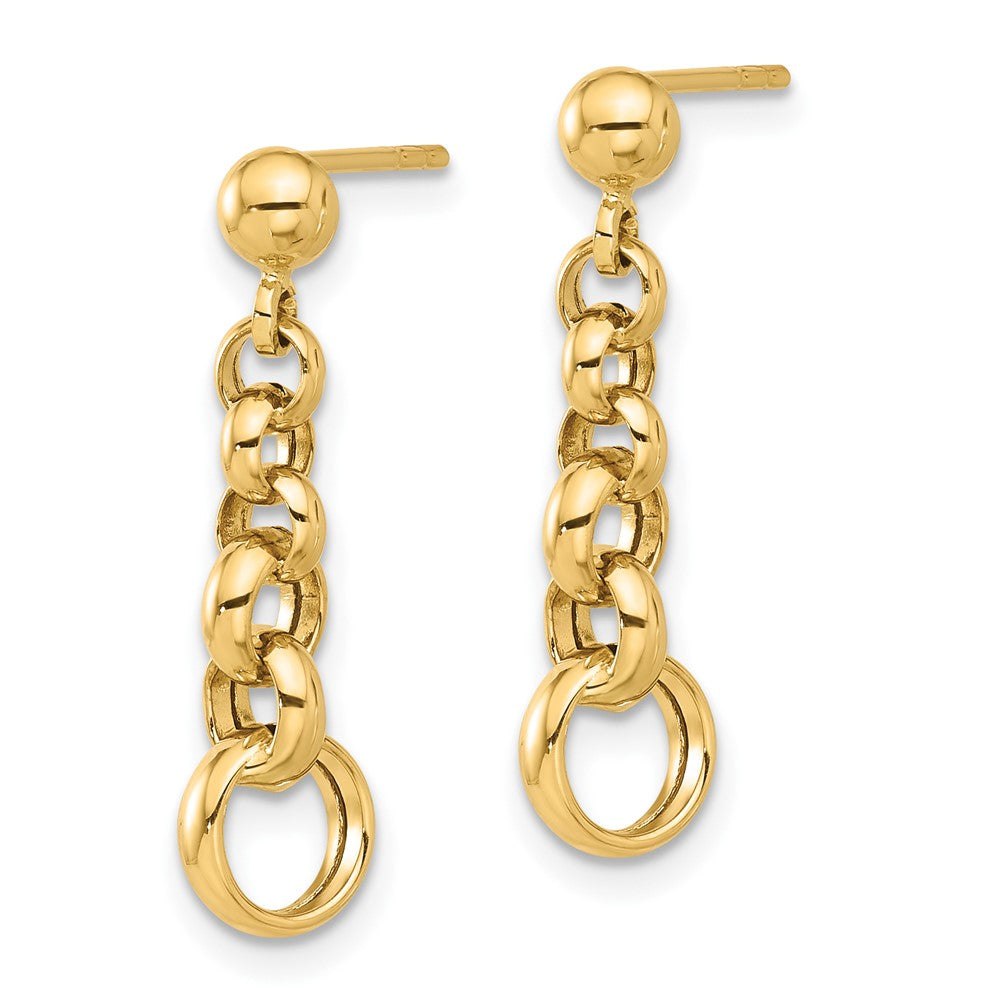 14K Polished Circle Link Post Earrings - Product Photo