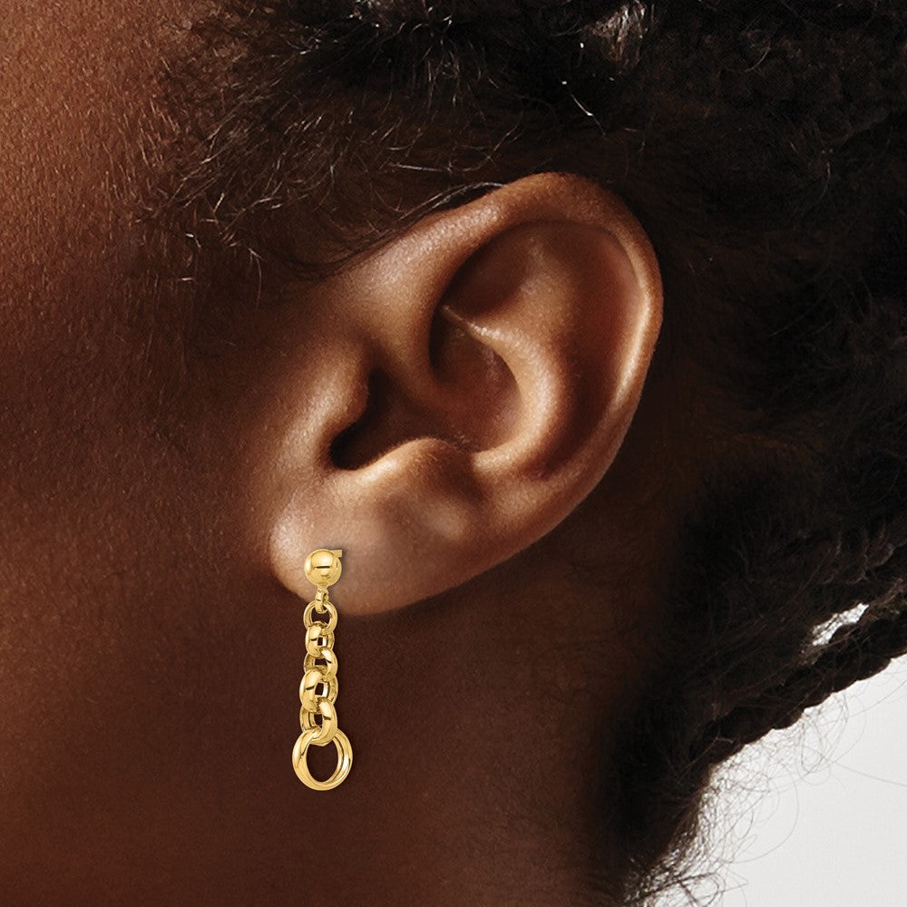 14K Polished Circle Link Post Earrings - Product Photo