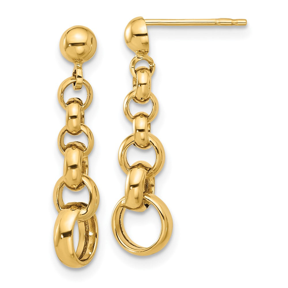 14K Polished Circle Link Post Earrings - Product Photo