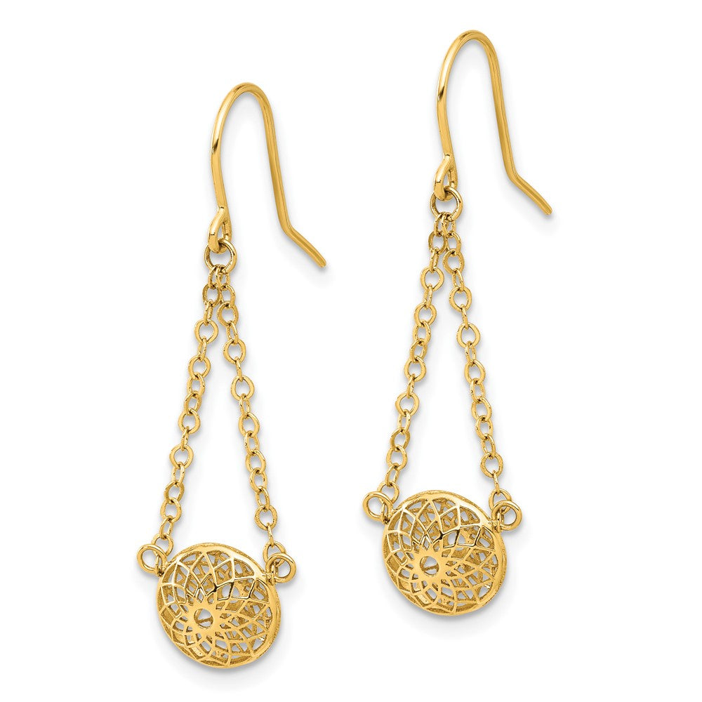 14k Polished Cut Out Hollow Dangle Earrings - Product Photo