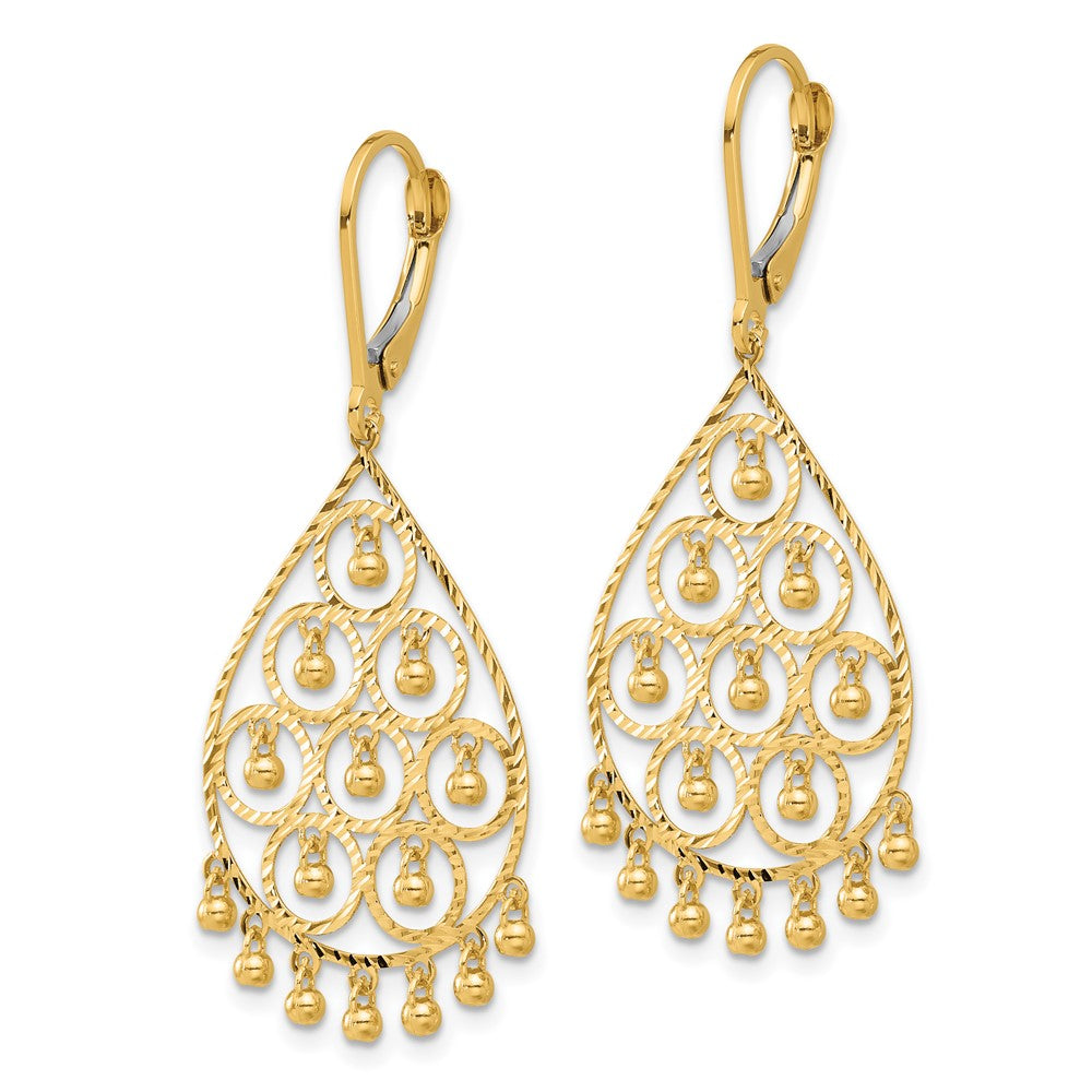 14K Polished and Diamond-cut Chandelier Style Dangle Earrings - Product Photo
