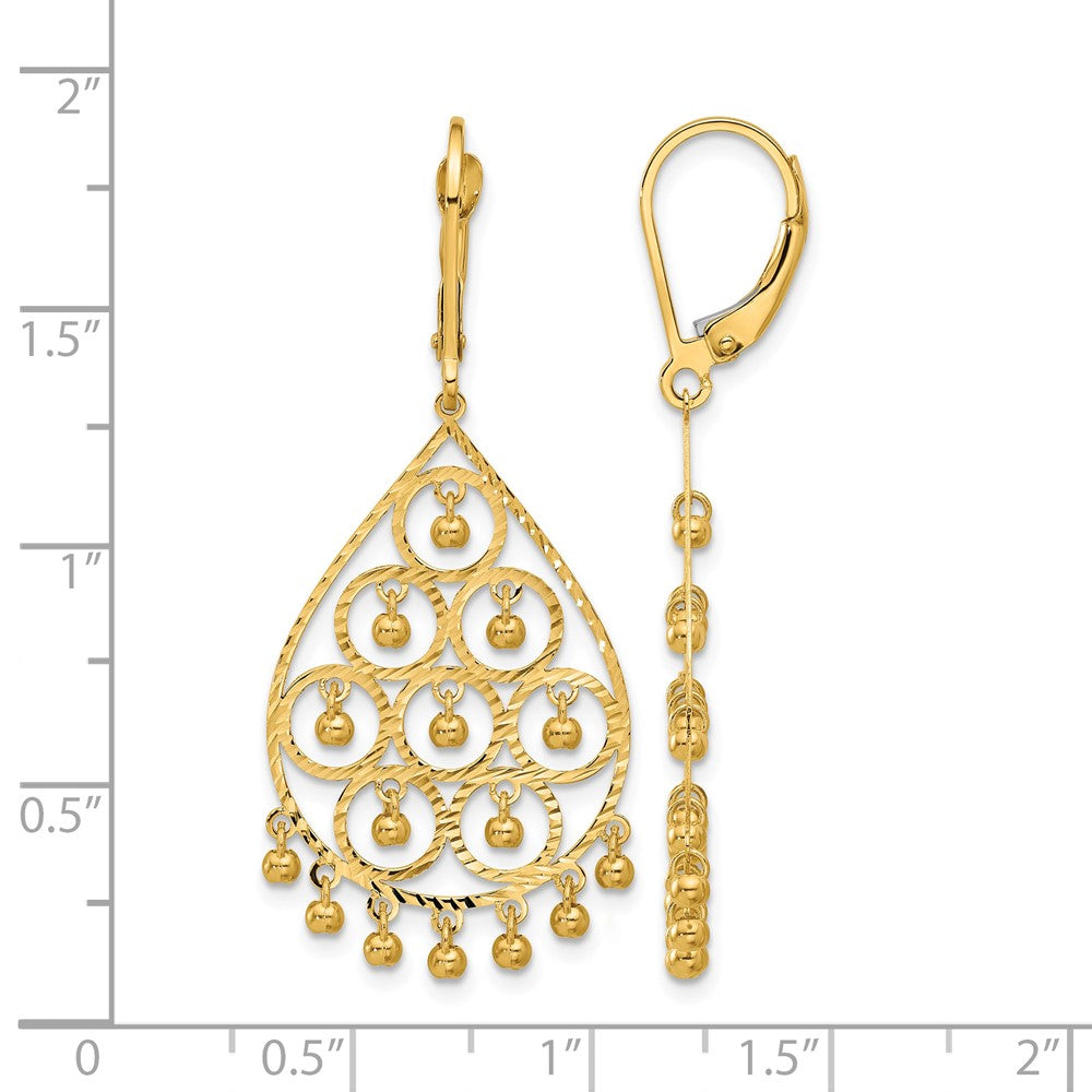 14K Polished and Diamond-cut Chandelier Style Dangle Earrings - Product Photo