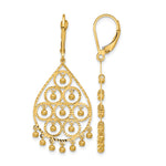 14K Polished and Diamond-cut Chandelier Style Dangle Earrings - Product Photo