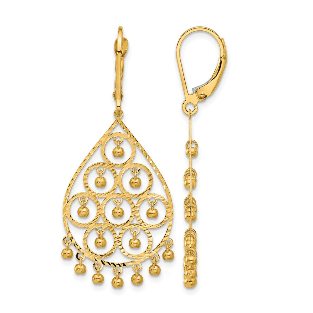 14K Polished and Diamond-cut Chandelier Style Dangle Earrings - Product Photo