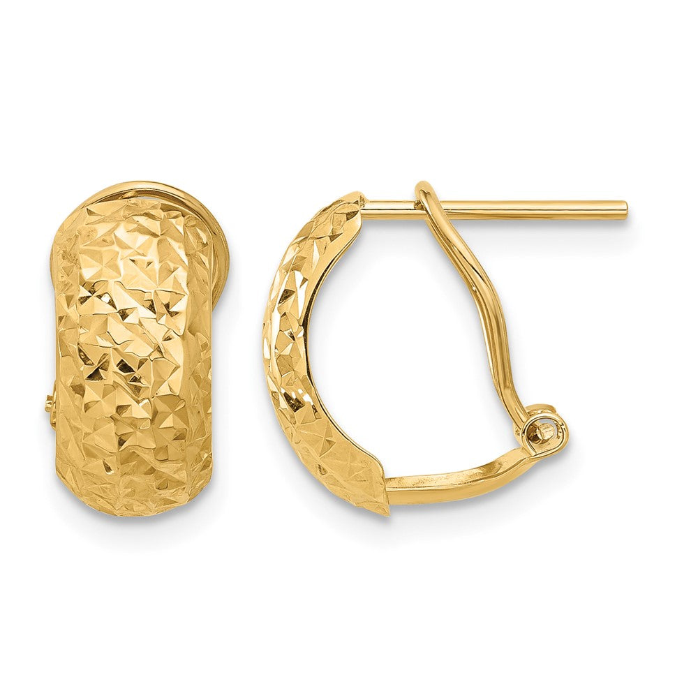 14K Polished and Diamond-cut Omega Back Earrings - Product Photo