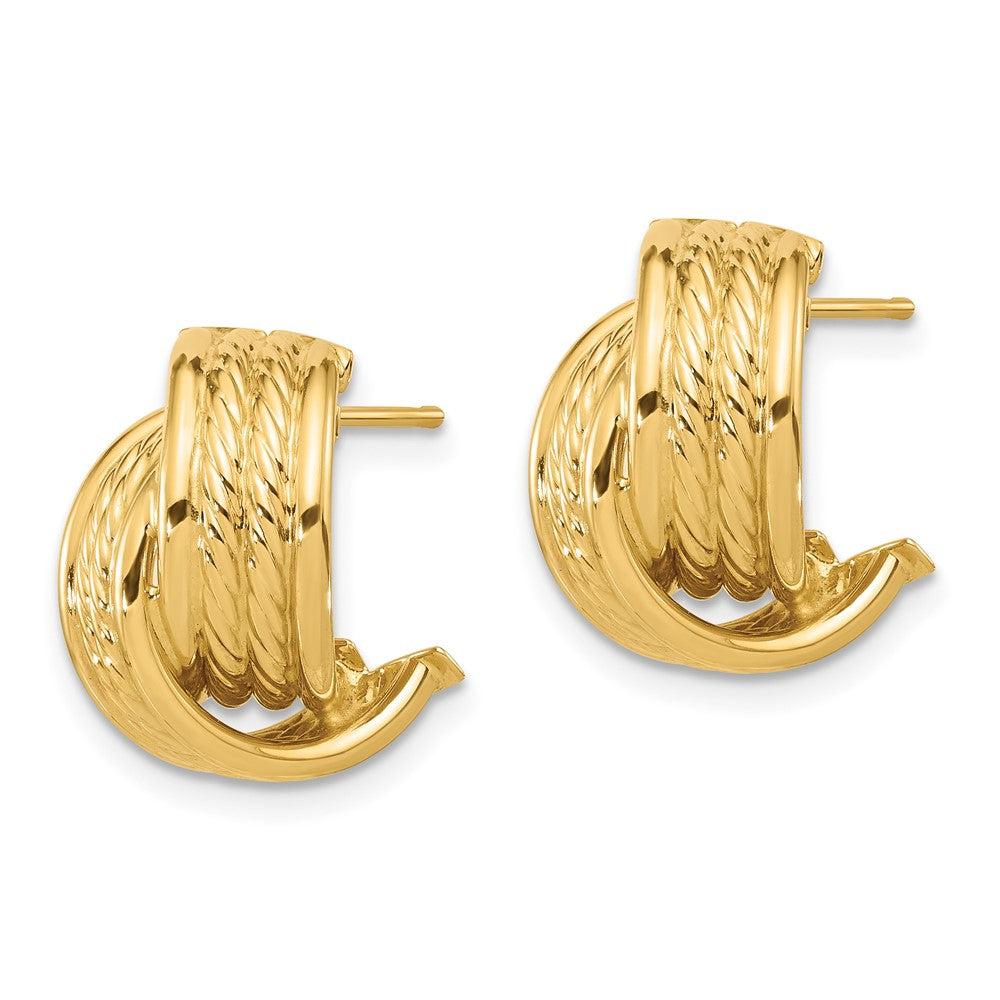 14K Polished and Textured Twisted Post Earrings - Product Photo
