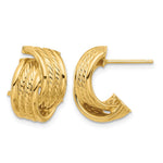 14K Polished and Textured Twisted Post Earrings - Product Photo