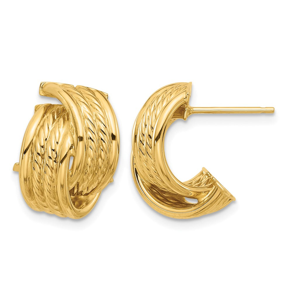 14K Polished and Textured Twisted Post Earrings - Product Photo