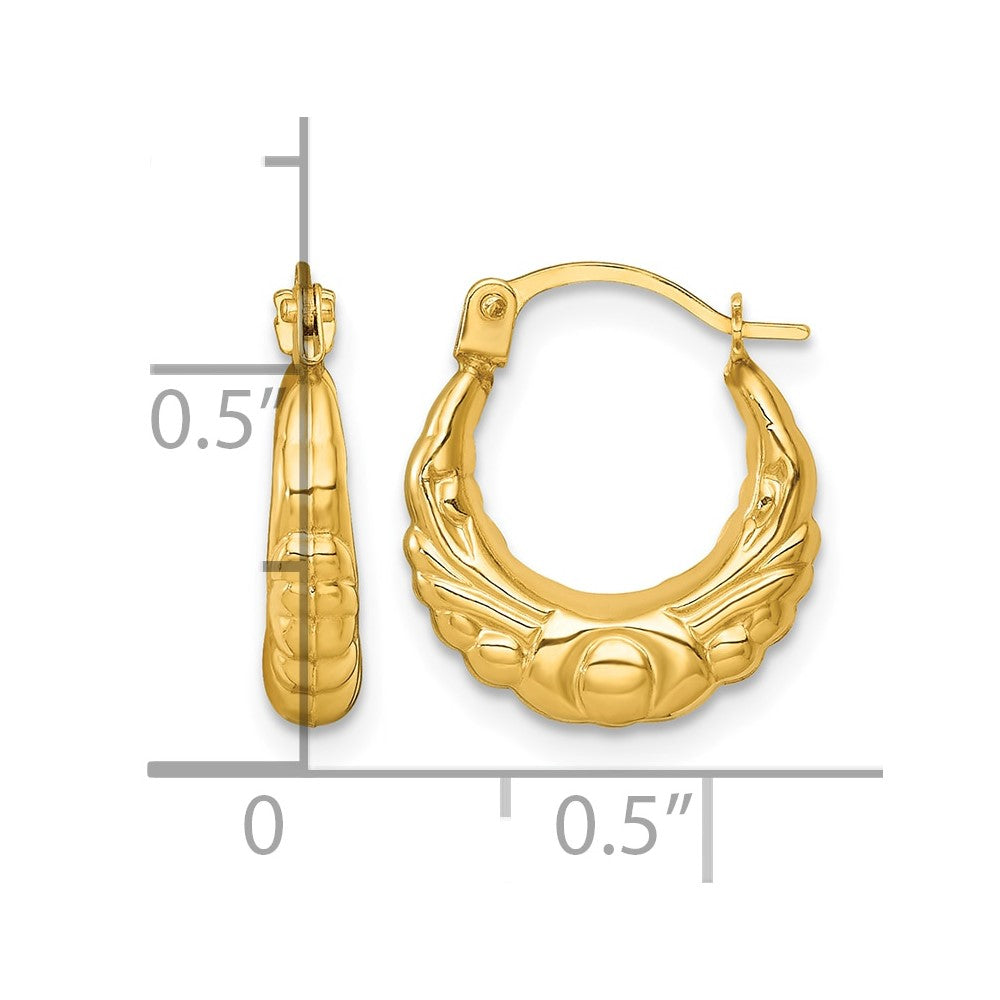 14k Polished Fancy Hoop Earrings - Product Photo