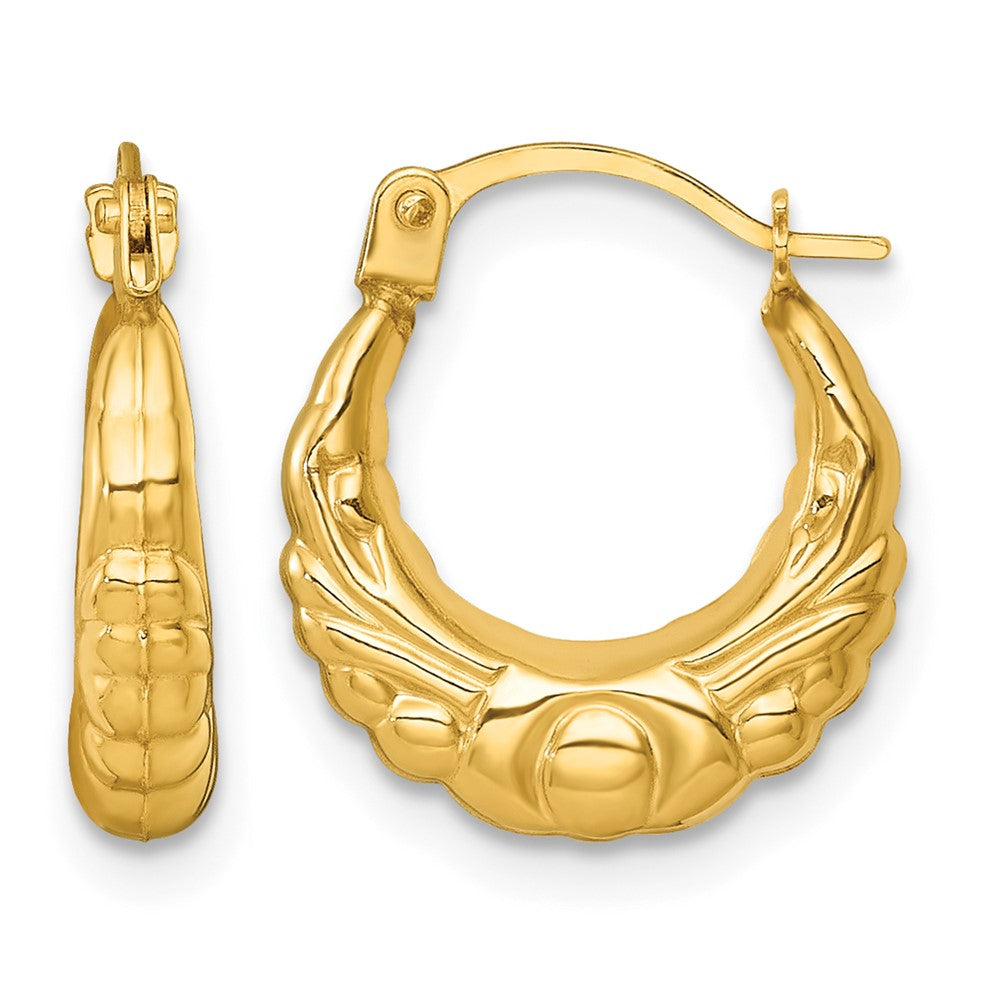14K Yellow Gold Polished Fancy Hoop Earrings