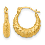 14K Yellow Gold Polished Fancy Hoop Earrings - Product Photo