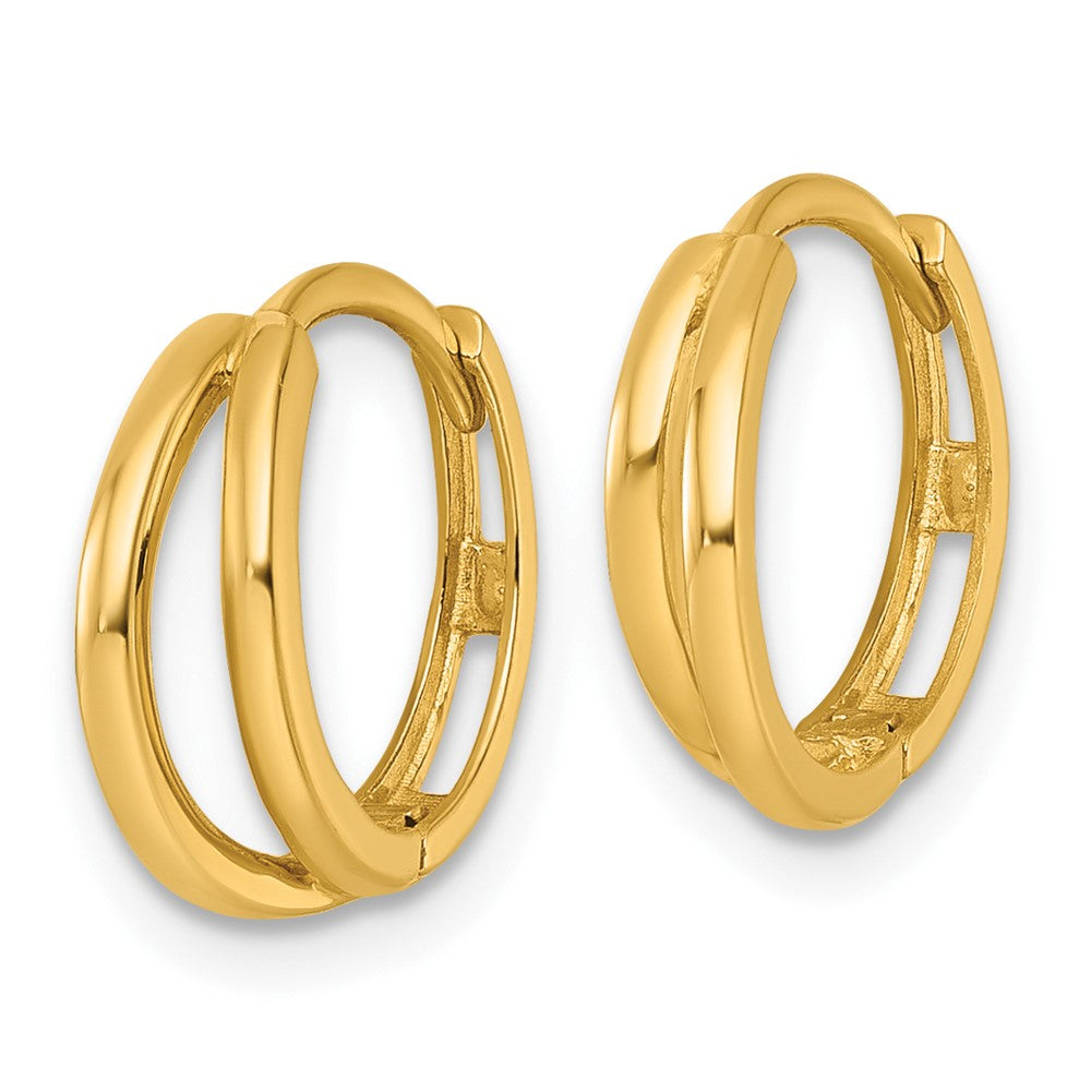 14k Polished Fancy Hinged Round Hoop Earrings - Product Photo