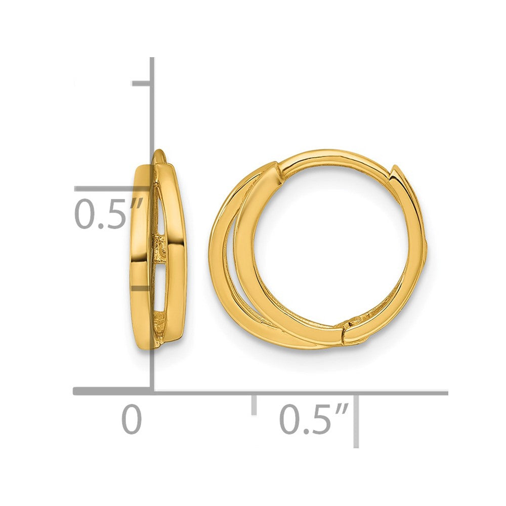 14k Polished Fancy Hinged Round Hoop Earrings - Product Photo