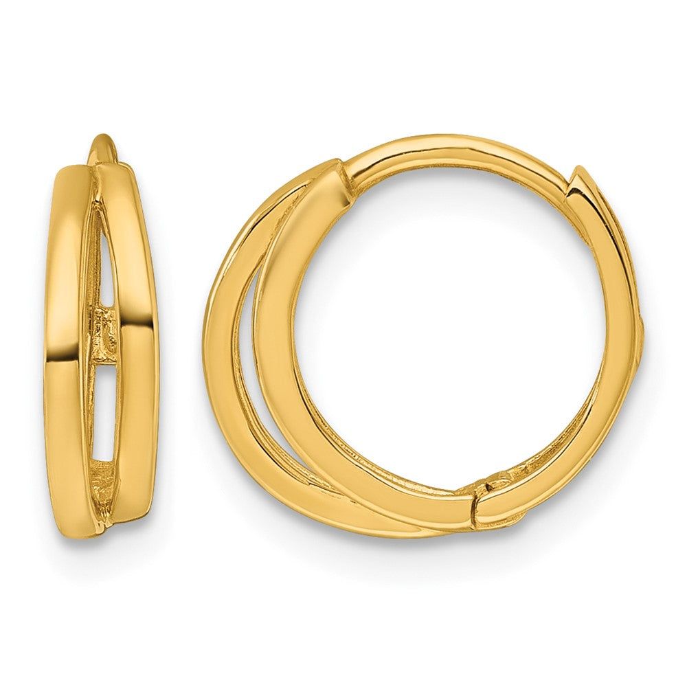 14K Yellow Gold Polished Fancy Hinged Round Hoop Earrings
