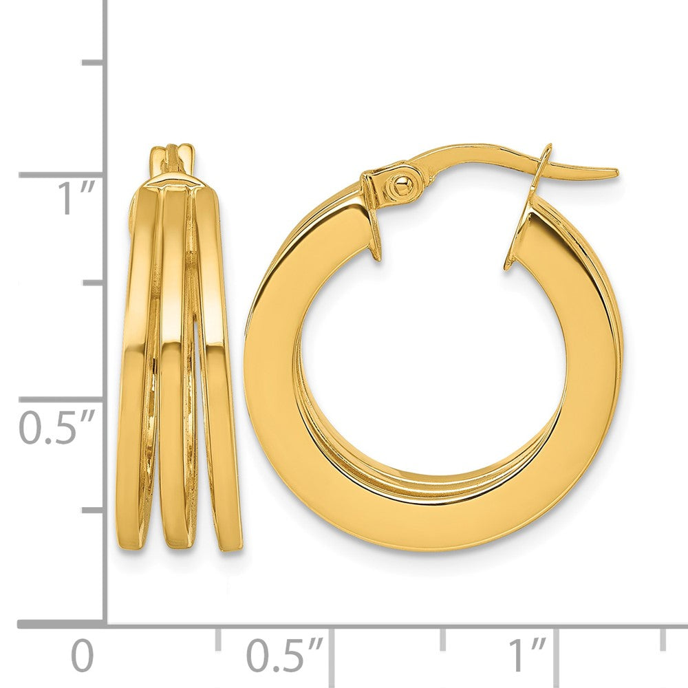 14K Polished Square Tube Hoop Earrings - Product Photo