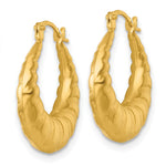 14k Polished and Grooved Scalloped Hoop Earrings - Product Photo