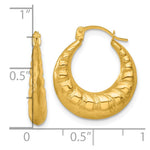 14k Polished and Grooved Scalloped Hoop Earrings - Product Photo