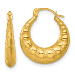 14k Polished and Grooved Scalloped Hoop Earrings - Product Photo
