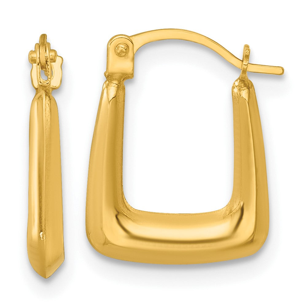 14K Yellow Gold Polished 2.25mm Square Hoop Earrings