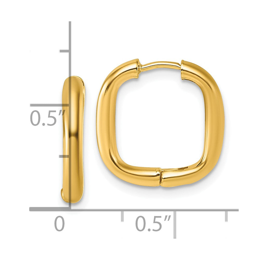 14K Yellow Gold Polished Square Endless Hoop Earrings - Product Photo