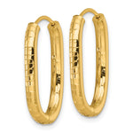 14k Polished and Grooved Oval Hinged Hoop Earrings - Product Photo