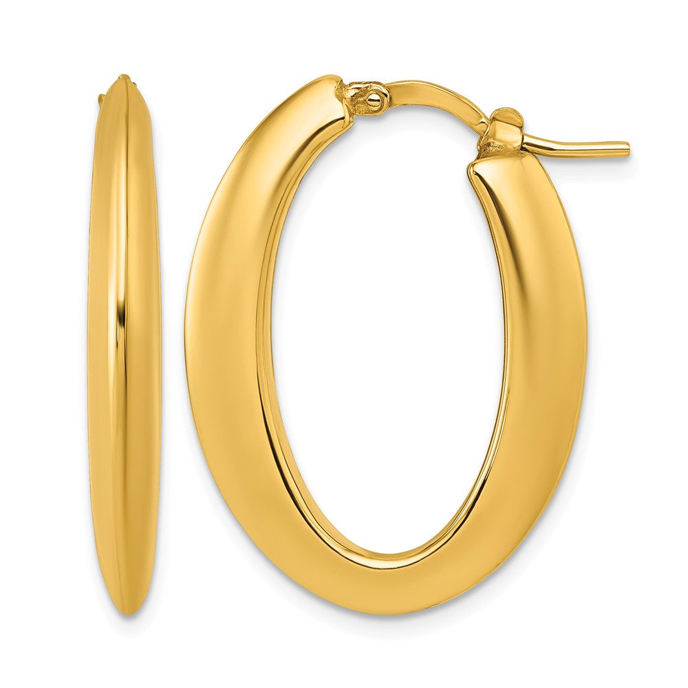 14k Polished Oval Hoop Earrings - Product Photo