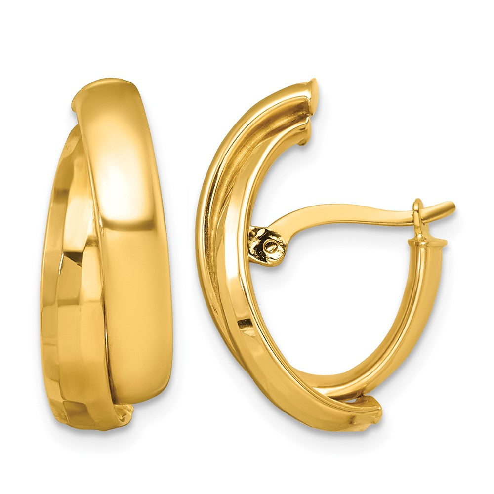 14K Yellow Gold Polished Fancy Hoop Earrings