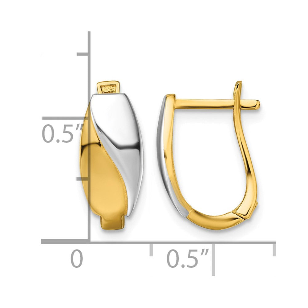 14k w/White Rhodium Polished Hinged Hoop Earrings - Product Photo