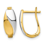 14k w/White Rhodium Polished Hinged Hoop Earrings - Product Photo