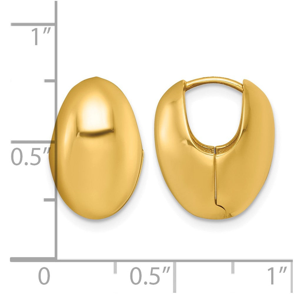 14k Polished Puffed Oval Hoop Earrings - Product Photo