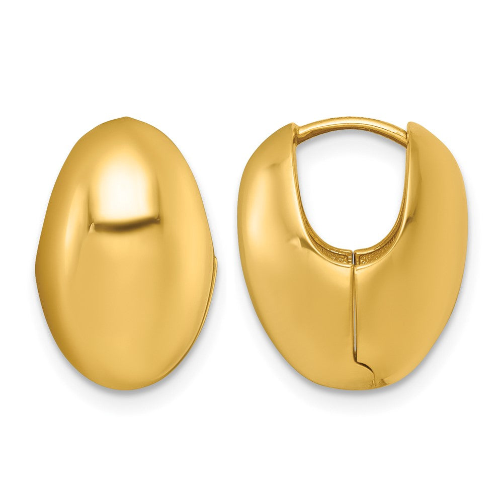 14k Polished Puffed Oval Hoop Earrings - Product Photo