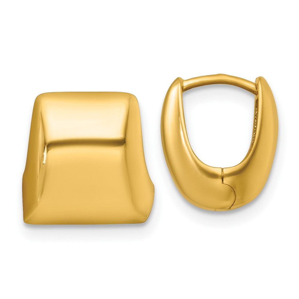 14K Yellow Gold Polished Puffed Square Hoop Earrings
