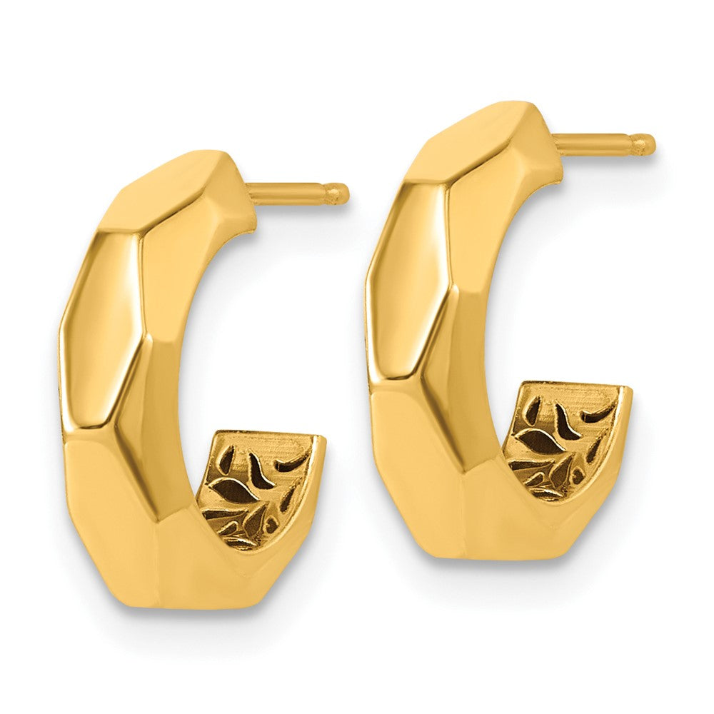 14K Polished Geometric C-Hoop Post Earrings - Product Photo