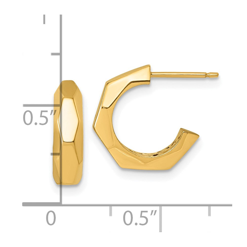 14K Polished Geometric C-Hoop Post Earrings - Product Photo