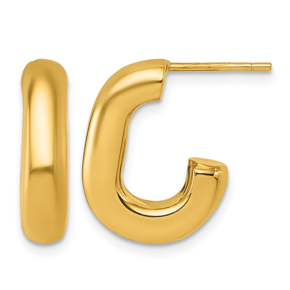 14k Polished J-Hoop Earrings - Product Photo