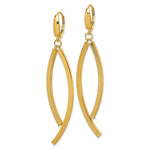 14K Polished and Textured Dangle Bar Leverback Earrings - Product Photo