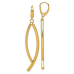 14K Polished and Textured Dangle Bar Leverback Earrings - Product Photo