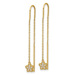 14K Polished Mother of Pearl Flower Cable Chain Threader Earrings - Product Photo